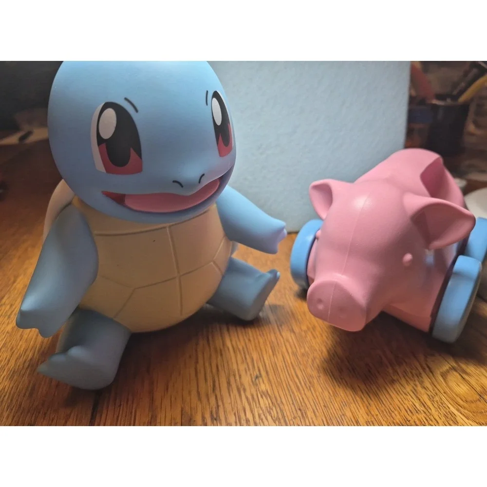 Squirtle Turtle Hard Rubber And Green Toys Recycled Pig Roll Around Baby Toys